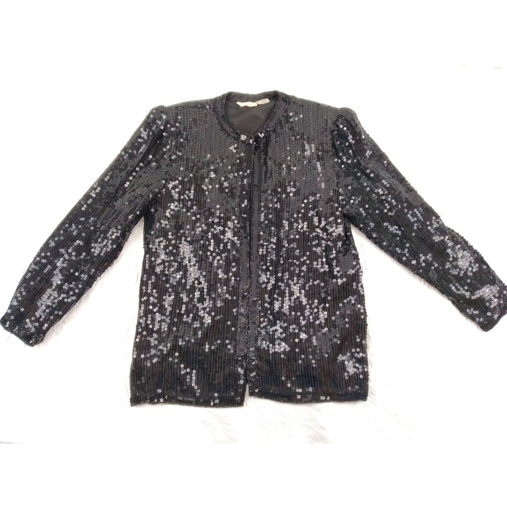 Vintage Scarlet Rage heavy sequined silk /rayon cardigan jacket size small